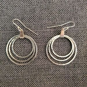 James Avery 3 Circles Hammered Silver Earrings